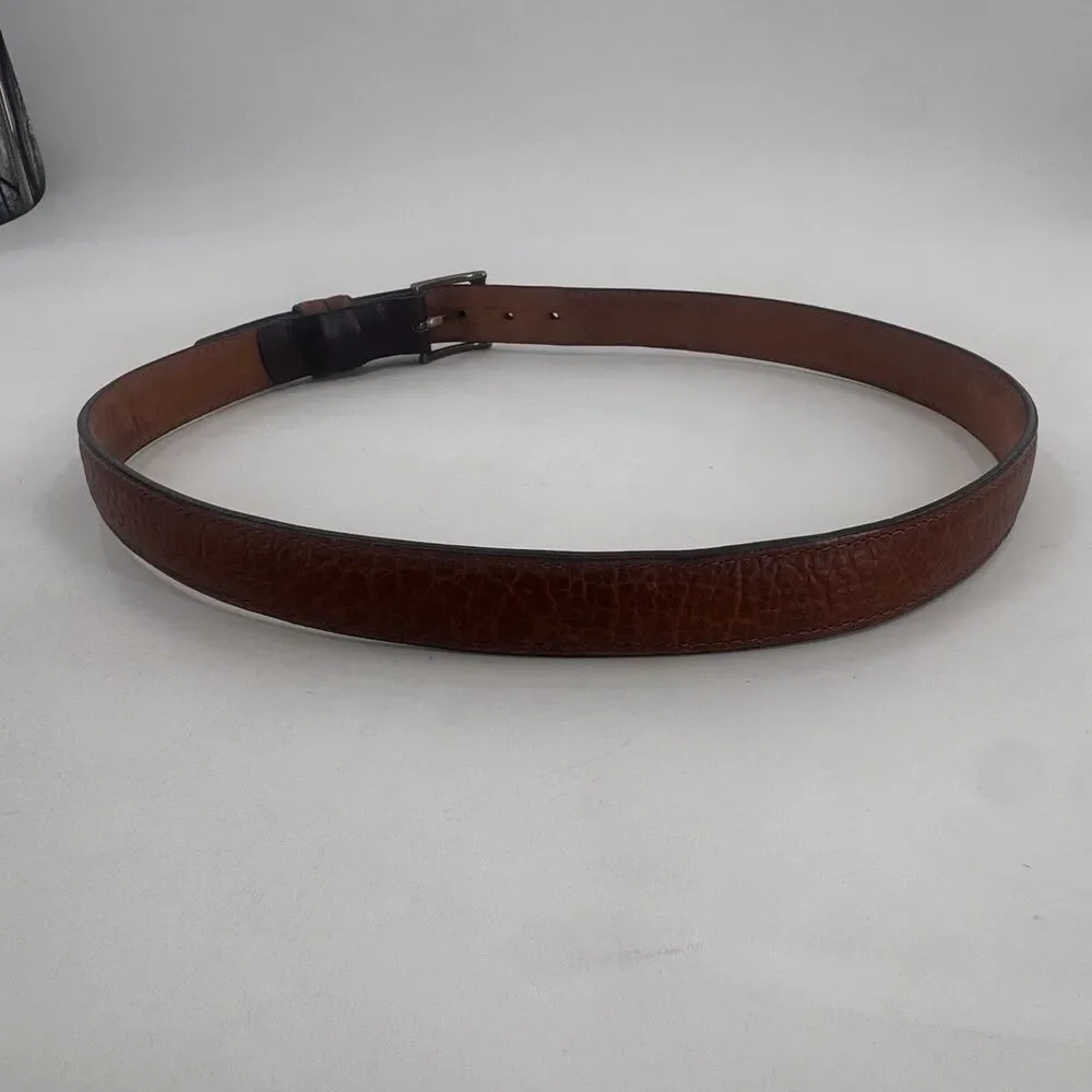 Coronado Brown American Bison Leather Belt ~ Size 36 w/ Brass Buckle Made in USA